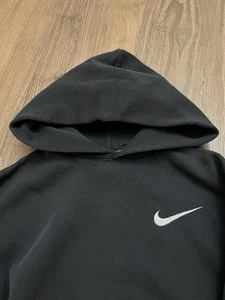 Vintage 90s Nike Hoodie Boys Medium Made In USA Black Embroidered Swoosh Logo M - Picture 1 of 5