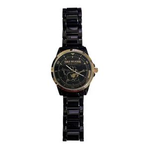 True Religion Men’s Gunmetal Gold Bracelet Buddha Guitar Logo Watch TRM102 - Picture 1 of 8