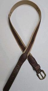 Cintura uomo Zep Pro beige tela intrecciata pelle marrone emblemi pesci 38 qualche usura  - Foto 1 di 11
