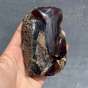 123 gr Sumatra Amber Rough Bluish Black - Half Polished Sumatran Amber Gemstone - Picture 1 of 5