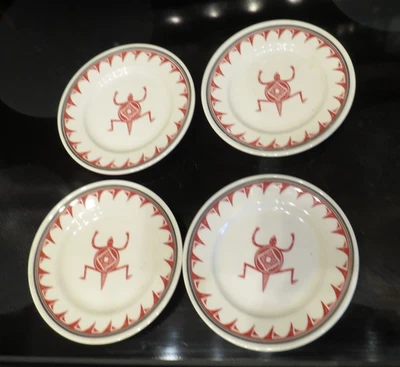 4 Bread Plates Ancient Mimbreno Indian 6" Replica Santa Fe Dining Car Lizard - Image 1 of 2