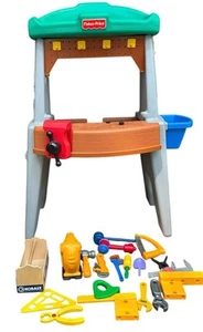 Vintage Fisher Price Tool Work Bench Shop Some Original Tools Some Extra - RARE - Picture 1 of 13