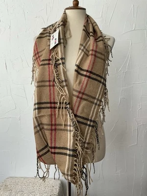 Cejon Mujer Beige Cuadros Invierno Infinito Bufanda Acrílico Flecos OS NUEVO CON ETIQUETAS Foto 1 de 4