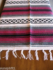 Falsa Serape ONW-Magenta New West Southwest Southwestern Mexican Blanket Afghan - Picture 1 of 4