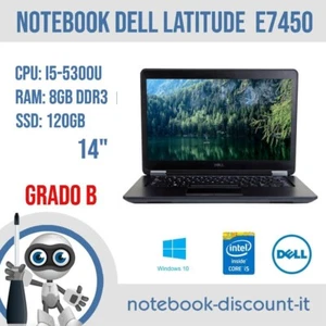 Notebook DELL Latitude E7450 CPU i5-5300u Ram 8GB DDR3 SSD 120GB 14" B-WARE - Bild 1 von 11