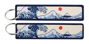 Schlüsselanhänger Schlüsselanhänger Ring Hokusai Wellen große Welle Kanagawa-Berg Fuji rote Sonne Japan - Bild 1 von 1