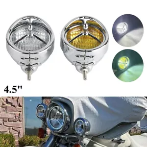 Luces antiniebla cubiertas de borde delantero cromadas de 4,5" para Harley Street Glide FLHT FLHR - Imagen 1 de 14