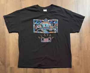 DE COLECCIÓN Camiseta Gráfica Alaska Hombre Talla Adulto XL Negra EE. UU. Años 90 - Imagen 1 de 4
