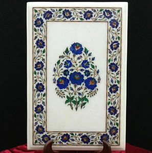 18'' x 12" White Marble Floral Side Table Top Marquetry Inlay Handmade Work - Picture 1 of 1
