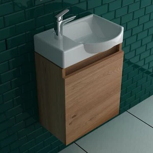 Alpenberger Waschbecken mit Unterschrank Badmöbel Set Bamboo Keramik Waschtisch - Bild 1 von 8