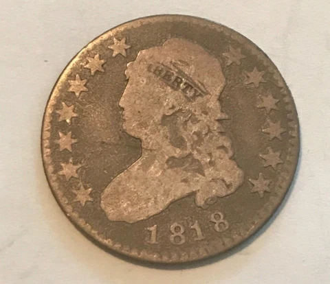 1818 Bust quarter  , G / VG , Scarce Cover