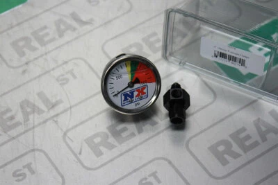 Nitrous Express N20 Flo-Thru Pressure Gauge 4AN w Manifold Adapter 0-1500 PSI - Image 1 of 4