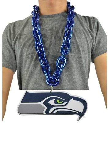 New NFL Seattle Seahawks BLUE Fan Chain Necklace Foam Made in USA Cover