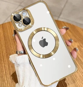 JUESHITUO Magnetic Metallic Glossy Clear for iPhone 15 Case w/ Full Camera Cover - Picture 1 of 1