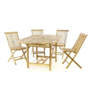 DIVERO Gartenmöbelset Sitzgruppe Teakholz natur Tisch ausziehbar 120/170 cm - Bild 1 von 8