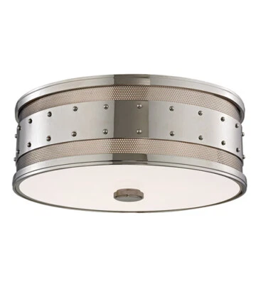 HUDSON VALLEY LIGHTING GAINES 16" 3-LIGHT INDOOR FLUSH MOUNT IN POLISHED NICKEL