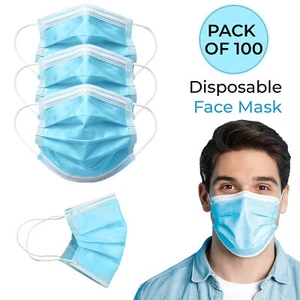 Pack de 100 mascarillas faciales desechables azules 3 capas mascarilla antipolvo médica no quirúrgica - Imagen 1 de 12