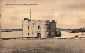 Postal FORT WILLIAM HENRY Pemaquid, Maine ME lino militar sin usar - Imagen 1 de 2
