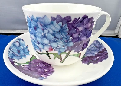 HORTENSIA, PLATILLO TAZA DESAYUNO PORCELANA HUESO, KIRKHAM, HECHO EN INGLATERRA NUEVO Foto 1 de 4