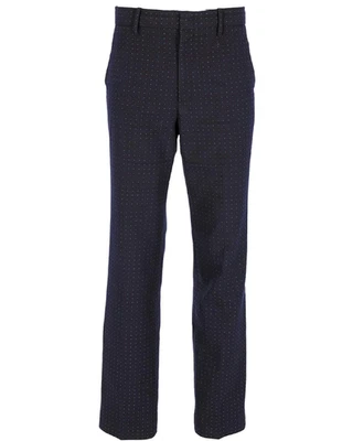 Gucci Women’s Pants Navy Polka Dot Patterned Dress Tailored Trousers Size 44 IT - Image 1 of 4