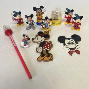 Vtg Walt Disney Mickey Mouse PVC Figures Lot Cake Toppers Keychain Pencil Globe - Picture 1 of 20