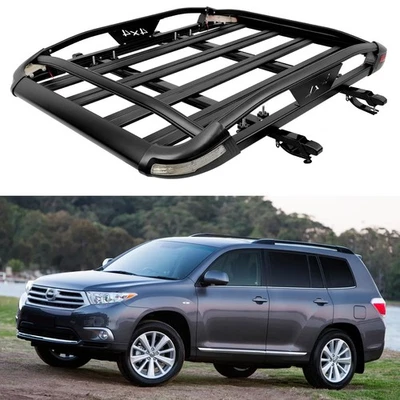 For Toyota Kluger 1.3M Roof Rack Basket Cargo Carrier + Cross Bars w/ LED Lights - Изображение 1 из 4