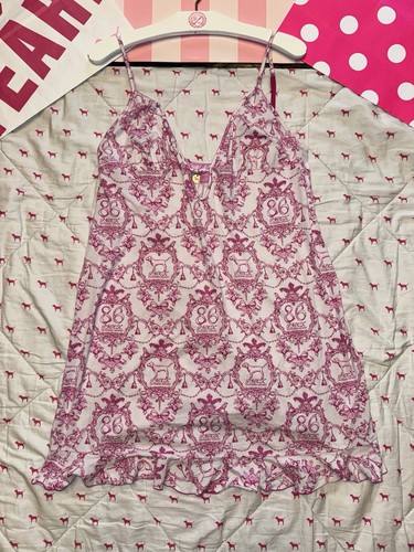 UNDERCOVER VS ROSA VINTAGE Y2K BABYDOLL SLIP DRESS ROCK & ROLL 86 CUCCIOLO CANE LOGO HTF RARO LG