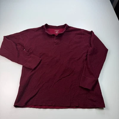 Camisa LL Bean Driver Henley Para Hombres Grande Granate Manga Larga Algodón Ajuste Tradicional Foto 1 de 4