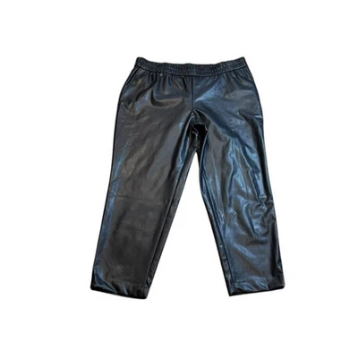 Pantalones Anne Klein para mujer talla XL negros veganos imitación cuero 27" entrepierna pull-on Foto 1 de 4