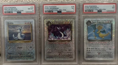 POKEMON TRIO DRAGONITE DRAGONAIR DRATINI LEGENDARY COLLECTION REVERSE PSA 7 7 8 - Image 1 of 4