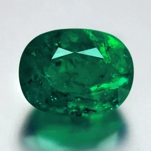 💎 7.36ct Oval Natural Royal Green Emerald - Magnificent, Zambia Gemstone - Picture 1 of 8