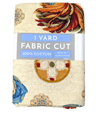 Country Medallion Rooster Chicken Sewing Fabric Cotton 1 Yard X 44-in Pre-Cut - Image 1 of 4