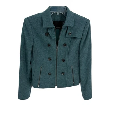 Chaqueta Blazer Carlisle Lana Cremallera Completa Verde Mujer Talla 4 Forrada Cuello Foto 1 de 4