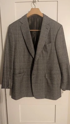 JAQUETA ESPORTIVA BRIONI SECOLO, MARROM/CINZA, XADREZ. Lã From Barney's NY, tamanho 46 - Imagem 1 de 4