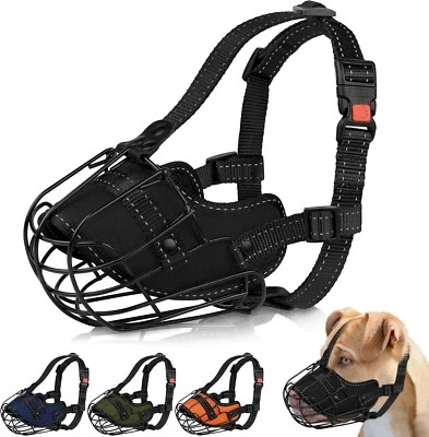 Pitbull Dog Muzzle Reflective Metal Mask Secure Wire Basket Muzzle for Large ... - Image 1 of 4