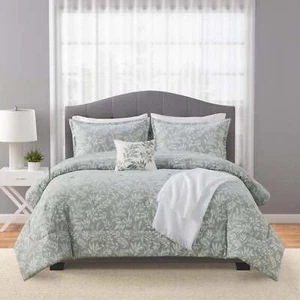 Mainstays 5-Piece Sage Floral Comforter Set, Full/Queen - Picture 1 of 12