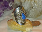  Carol Felley Flower & Feather Sterling Silver & Lapis Lazuli Ring 1992 Size 8