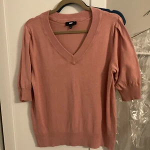 DKNY Women's Puff Sleeve Top Sweater Color-Coral L - Picture 1 of 4