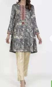 Indian/pakistani Kurta. Grey Color L. Burst 23. Length 29 - Picture 1 of 8
