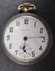 ANTIQUE NEW YORK STANDARD CO POCKET WATCH SIZE 12? OPEN FACE PARTS OR REPAIR - Picture 1 of 11