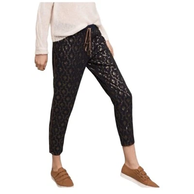 Pantalones Anthropologie Siddah Lentejuelas Pierna Cónica Cordón Cintura Azul Mujer Talla S Foto 1 de 4
