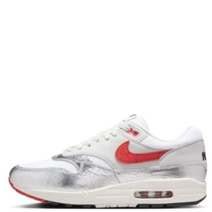 Men Nike Air Max 1 PRM Hot Sauce Shoes Size 9.5 White Silver Grey Red HF7746 100 - Picture 1 of 21