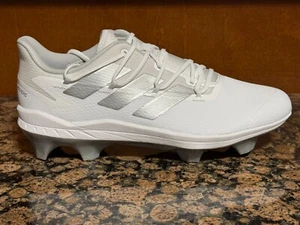 New! Mens US 11 ADIDAS ADIZERO AFTERBURNER 8 PRO BASEBALL CLEATS WHITE/GREY - Picture 1 of 5