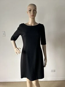 Catherine MaLandrino schwarzes Etuikleid strukturiert Netz Overlay 3/4 Arm 4/S - Bild 1 von 13