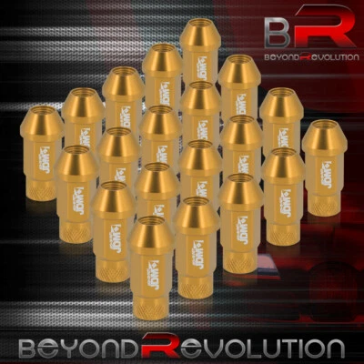 Universal 12MMx1.25 Open Ended Cone Aluminum Wheel Lug Nut Set 20PC Gold - Image 1 of 3