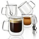 Espresso Cups Set of 4, Comfome 5 oz Double Walled Glass Coffee Mugs with Lea...