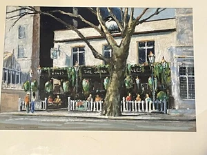 HARVEY Original Painting Gouache The Swan Bayswater Rd. London Hyde Park Framed - Picture 1 of 11