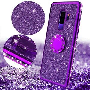 For Samsung Galaxy S21+/Note 20/S10/S9 Bling Glitter Ring Stand Back Case Cover