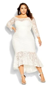 City Chic@ Evans Ivory Estella Lace Maxi Dress - Size 14 - BNWT - Picture 1 of 4
