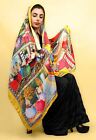Persian Miniature Painting Soft 100% Cotton Scarf Lightweight Yellow Wrapping